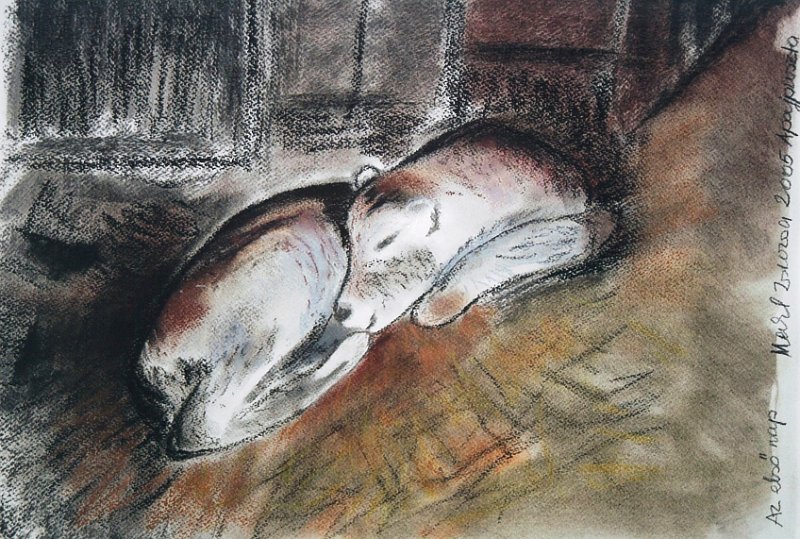 050.jpg - Az első nap - 50 x 70 cm, pasztellkréta, szén, papír