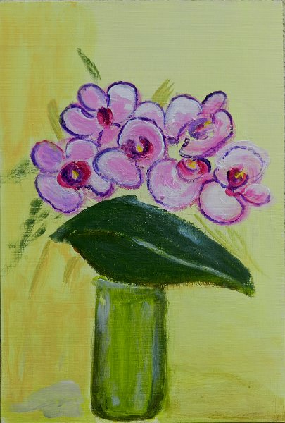 246.JPG - Orchideák - 40 x 27 cm, akril, farost - Magántulajdon