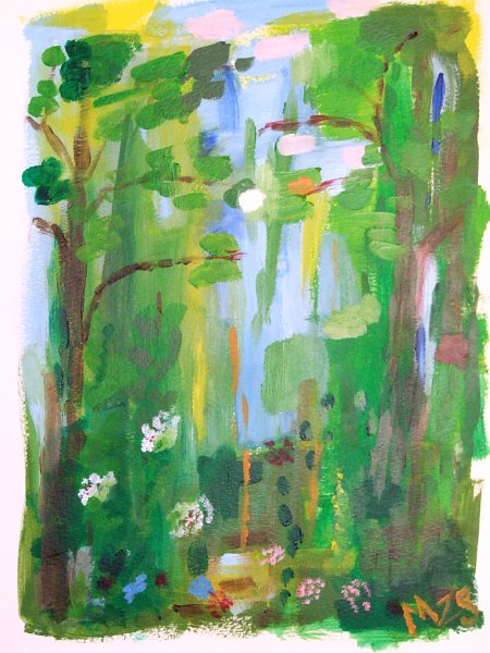 127.JPG - Virág-erdő - 50 x 40 cm, karton, akrill