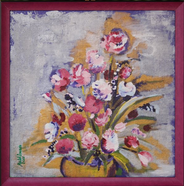 181.JPG - Dekadens rózsák holdfényben - 50 x 50 cm, akril, farost - Magántulajdon
