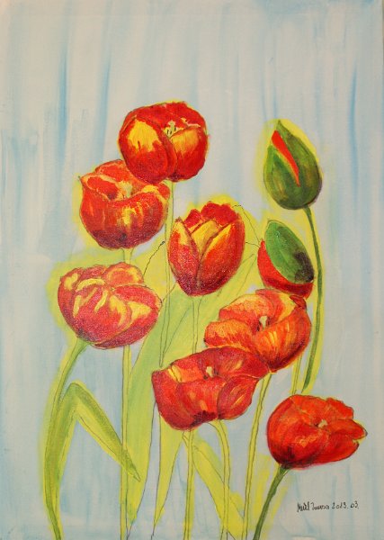 216.JPG - Tulipánok - 70 x 50 cm, akril, vászon - Magántulajdon