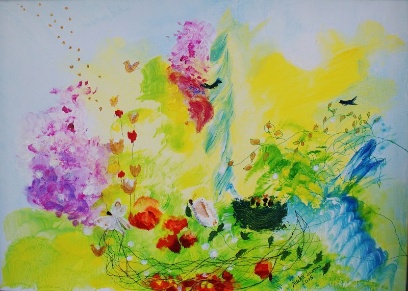 242.JPG - Tavaszi habzás - 50 x 70 cm, akril, vászon - Magántulajdon