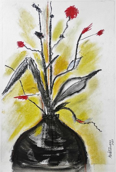 351.jpg - Fekete váza 3 - 40 x 28 cm, olajpasztell, papír