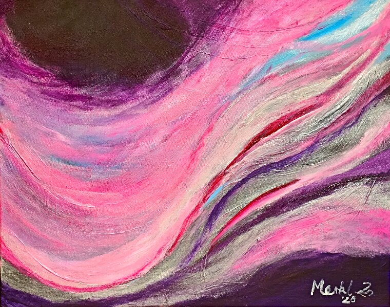 432.jpg - Rózsaszín köd - 40 x 50 cm, akril, vászon